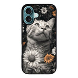 CAT WITH FLOWERS DL000148 iPhone 16 Case Cover