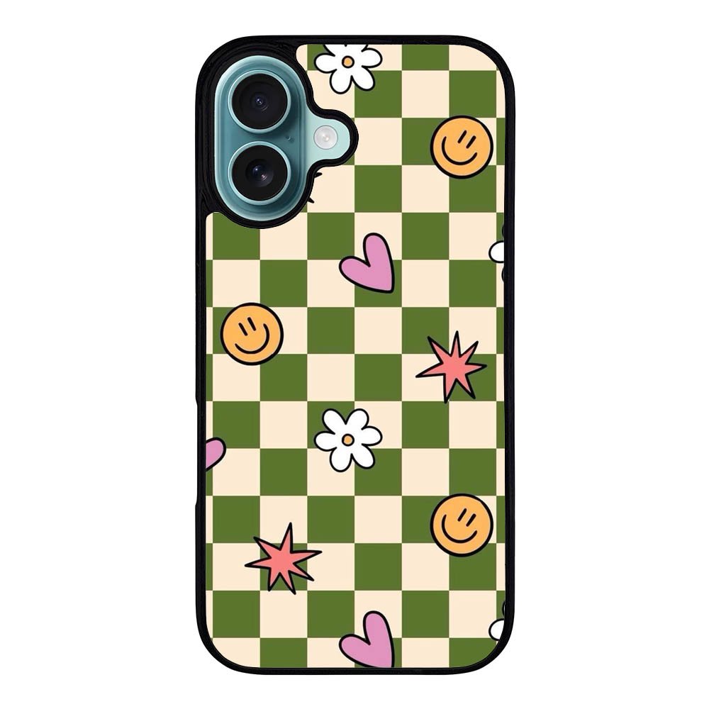 CHECKERBOARD FLOWER NA00605 iPhone 16 Case Cover